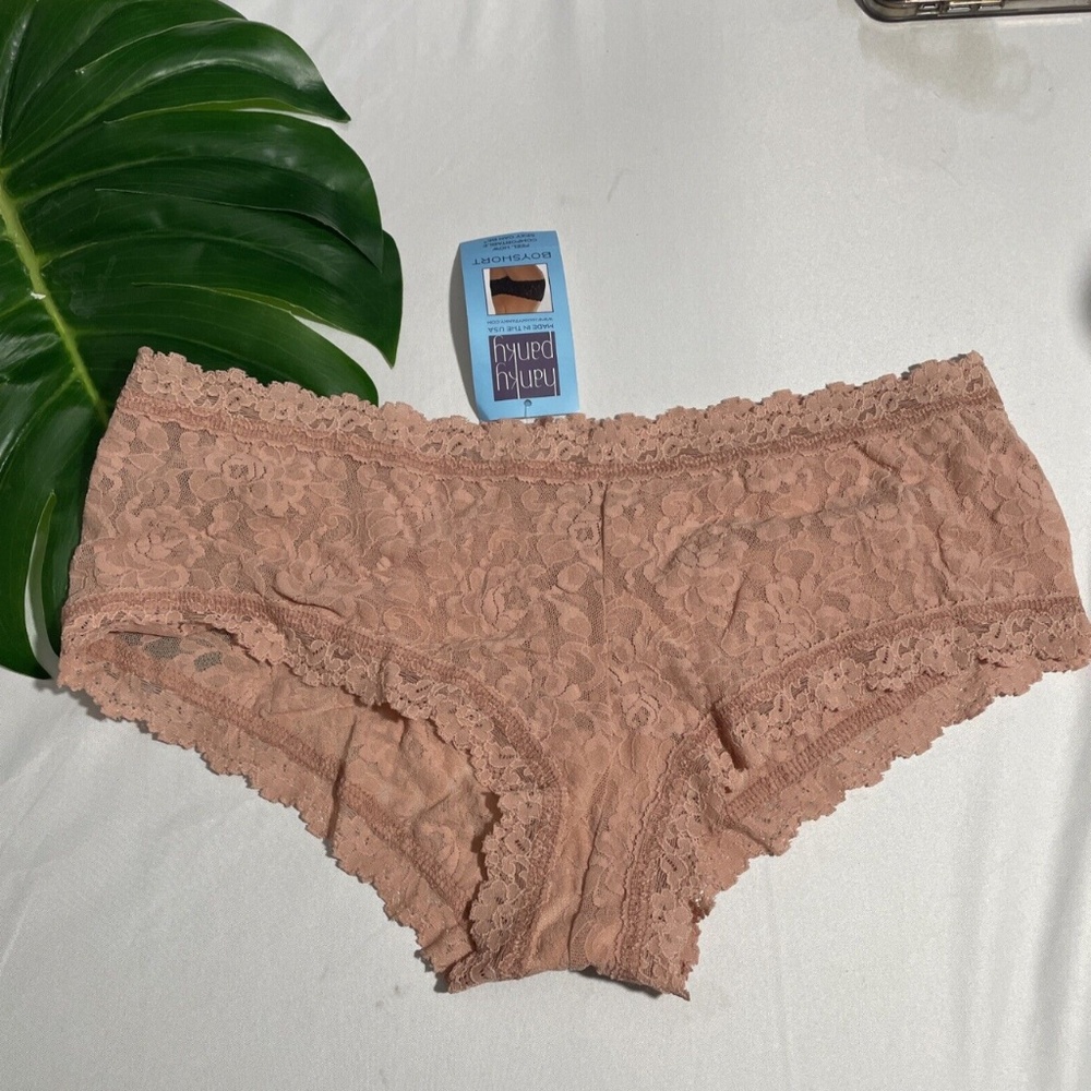 NWT $34 Hanky Panky [ Large ] Signature Lace Boyshorts in Seashell Beige‎